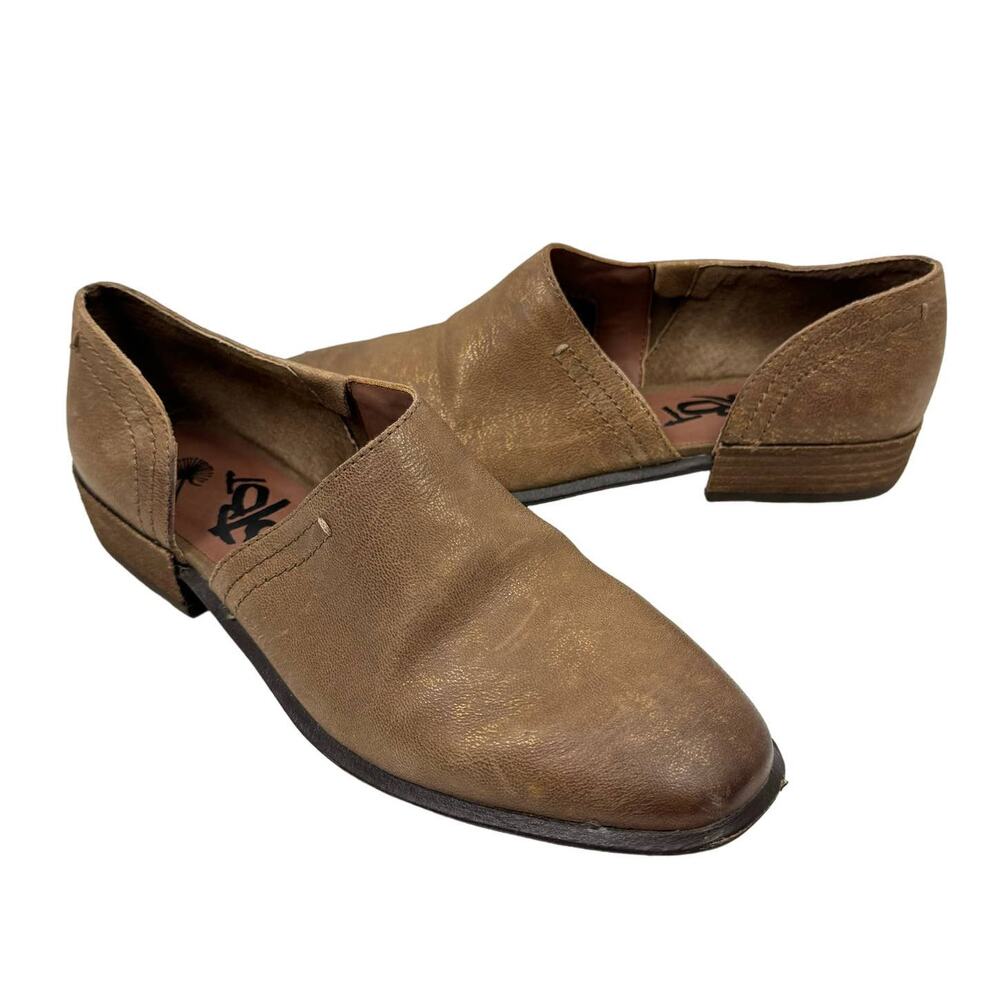 OTBT Womens Coyote Hickory Brown Leather Half d'Orsay Flat Heel Loafer Shoes
